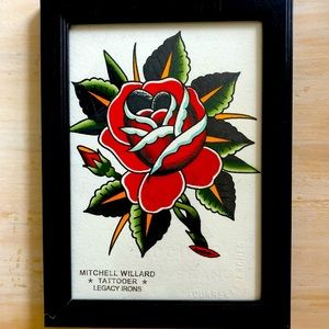 Framed Traditional Watercolor Tattoo Flash Painting
